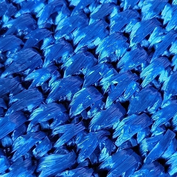 Raffia Blue Handmade Croshet Knitted Evening Pouch Clutch Bag Made in Japan - Picture 9 of 12